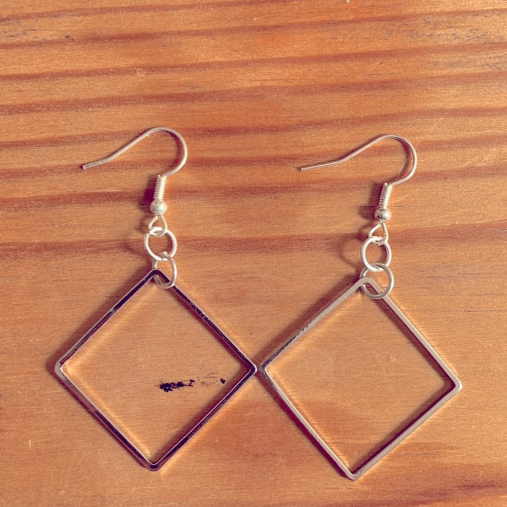 Handmade Small Silver Square Earrings